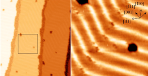 Atomic-level strain-relieving mechanism and local electronic structure of a wetting film